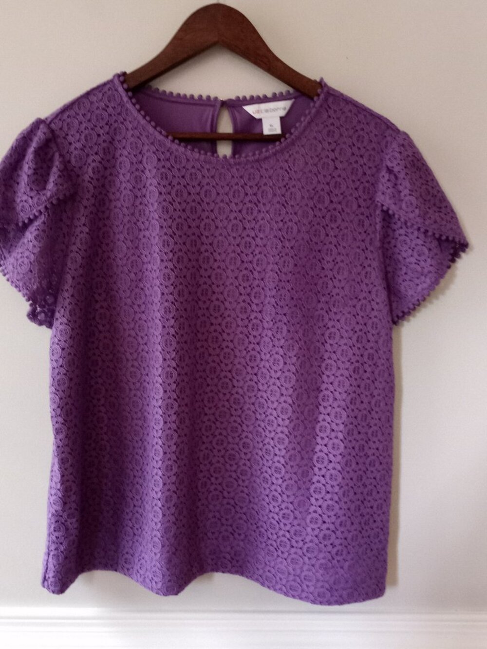 'LIZ CLAIBORNE' Lined Lacy Tulip Sleeve Top Size XL EUC